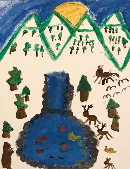 Sedanur aus der 3b zeigt uns eine Landschaft mit interessanten Tieren.